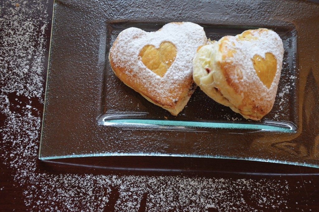 Heart-Shaped Red Velvet and Cheesecake Puff Pastry Photo courtesy of The Classic Catering People