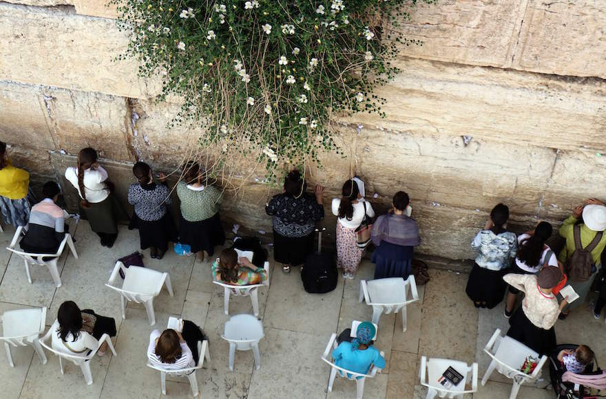 Jewish women praying at the Western Wall