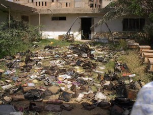 Materials drying outside the Mukhabarat