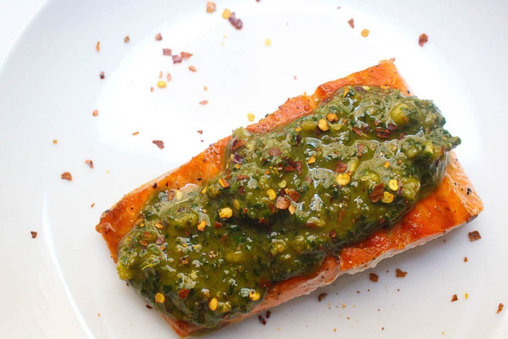 Walnut Chimichurri Salmon