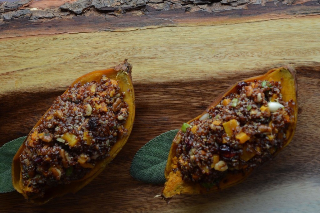 Roasted Sweet Potatoes Stuffed with Quinoa