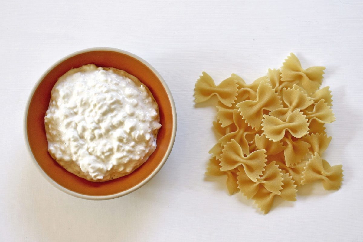 Noodles and cottage cheese
