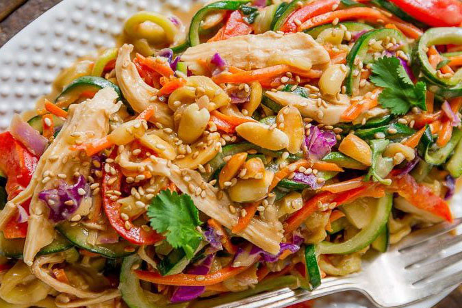 Healthy peanut Thai zucchini noodles