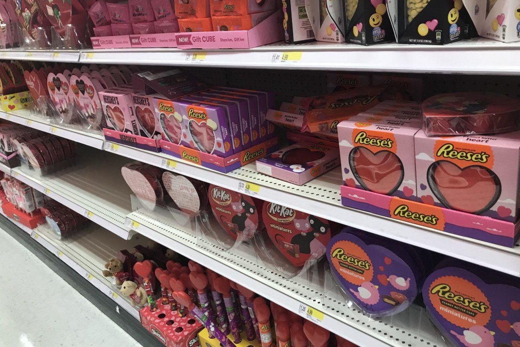 Valentine's Day candy aisle