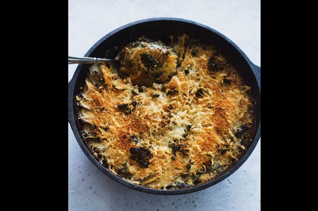 Cheesy Kale and Potato Gratin