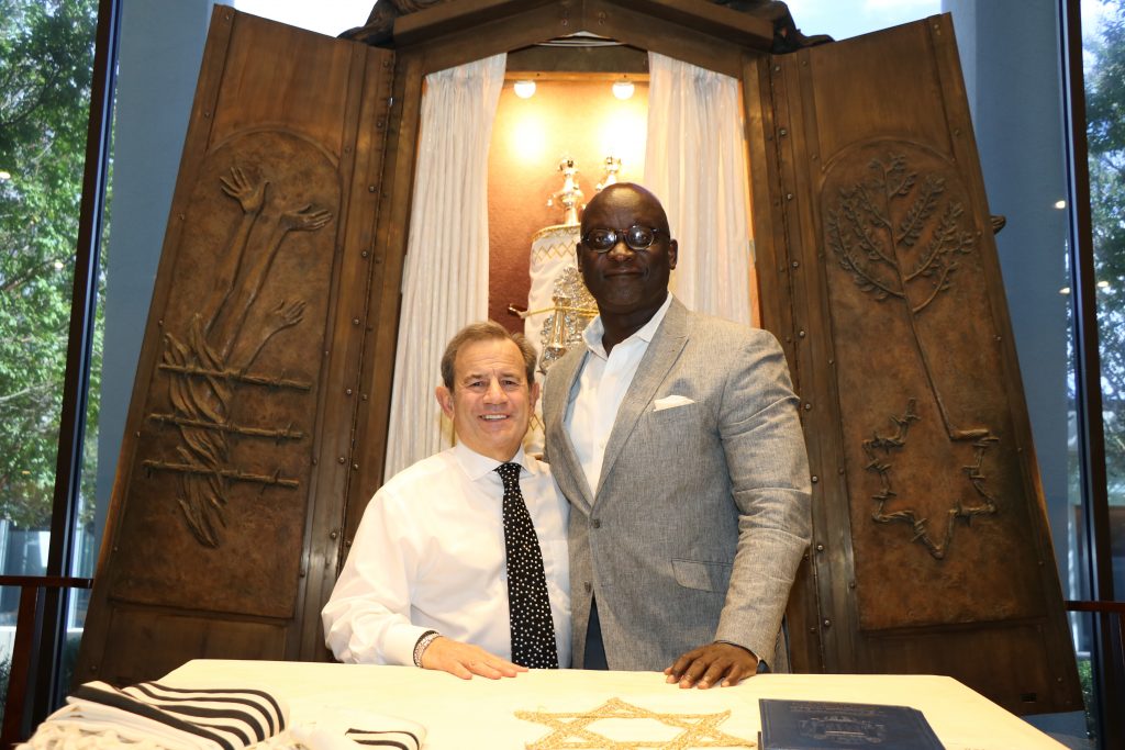 Beth Rabbi Mitchell Wohlberg (left) and Dr. Terris A. King of Liberty Graces Church of God in Ashburton.