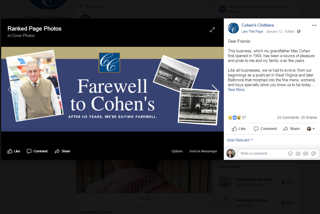 Farewell to Cohen's