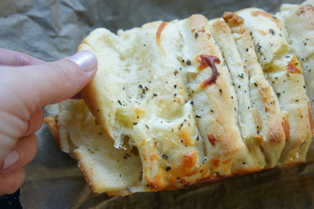 Cheesy pull-apart garlic bread babka
