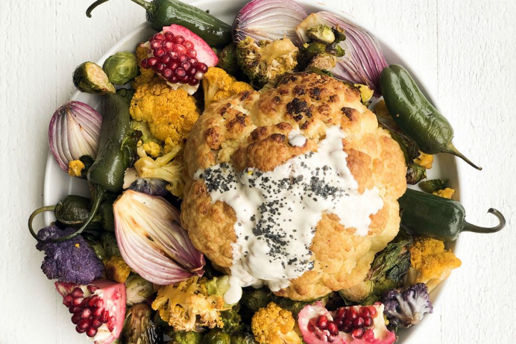 Mixed Roasted Vegetables with Tahini Sauce