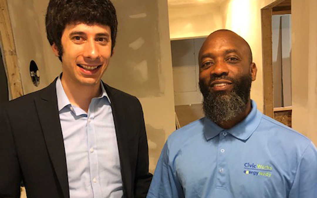 Eli Allen, Civic Works' Center for Sustainable Careers director, and Tyrell Armstrong, a CSC graduate who teaches at the center