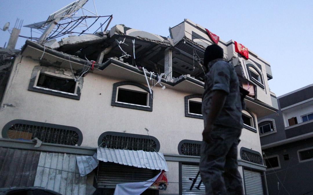 The home of Palestinian Islamic Jihad senior commander Baha Abu al-Ata was hit by an Israeli air strike in Gaza City on Nov. 12