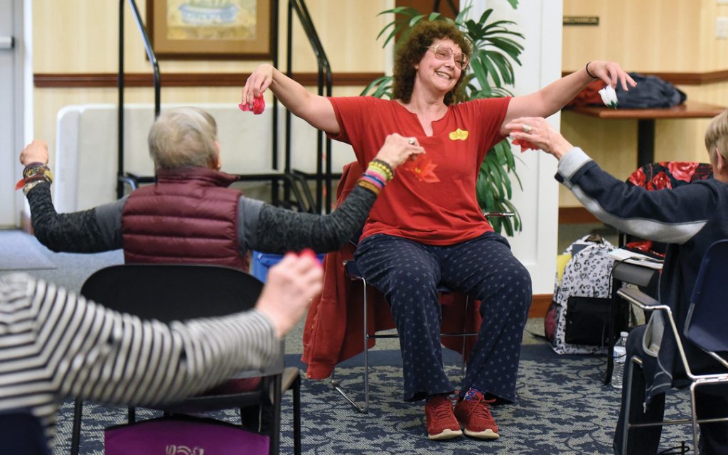 Instructor Renee Meyer, of Ballet Mobile, leads Weinberg Village residents in a senior ballet class. (Photo by Steve Ruark)