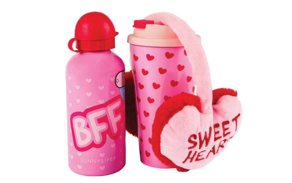 Show a friend just how much you care by thinking about them this Valentine’s Day. Kids Flask BFF from Becket Hitch; SunnyLife, $16. Keep Warm Mug Set BFF from Becket Hitch; SunnyLife, $36.