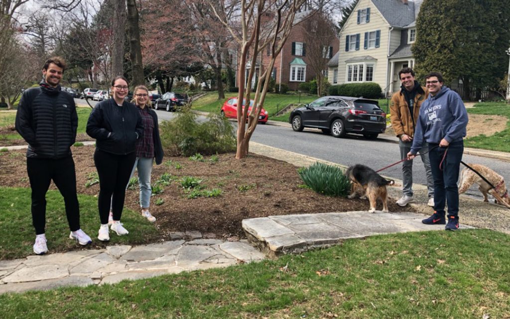 (Left to right) Joshua Spokes, Lily Paxton and Becca Weinstock are self-quarantining after returning from Spain. Toby and Isaac Spokes returned to Baltimore from their respective colleges due to the pandemic.
