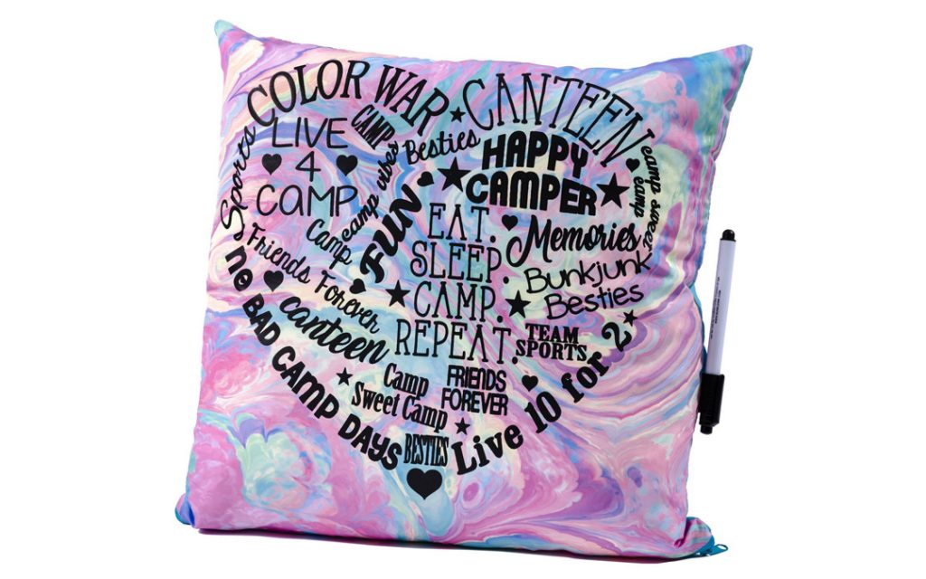 Help your kids keep the camp memories close with this signature pillow. Pillow from Wee Chic, $28 (Photo by Vince Lupo)