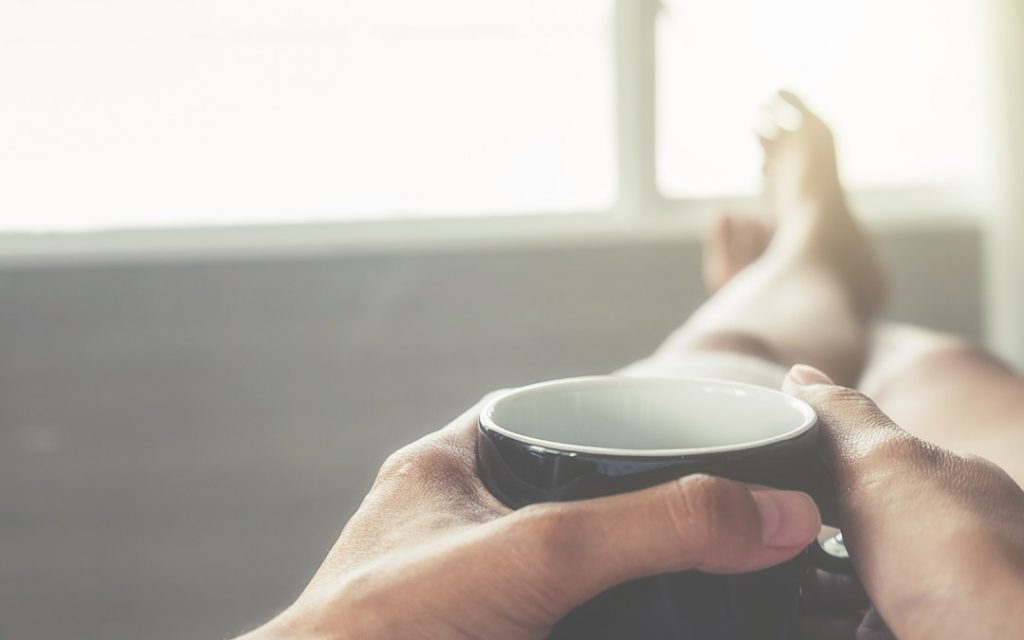 woman drinking coffee