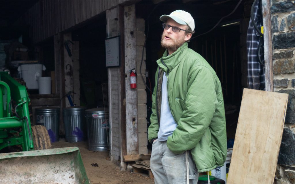 Ian Yosef Hertzmark at his farm in Randallstown, Md.