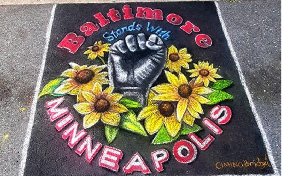 This chalk mural was created by local artist Bridget Cimino.