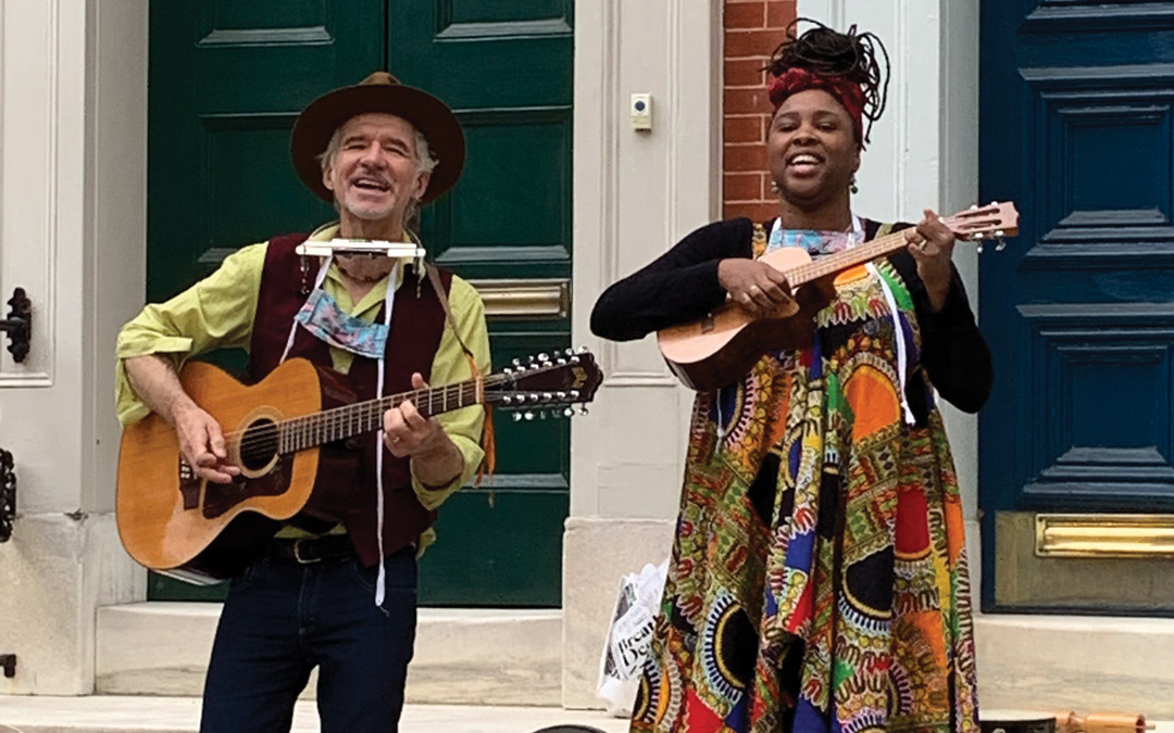 Dan and Claudia Zanes perform as part of Creative Alliance’s Sidewalk Serenades program.