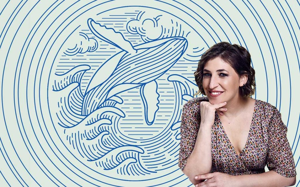 Mayim Bialik and a big fish — not a whale.