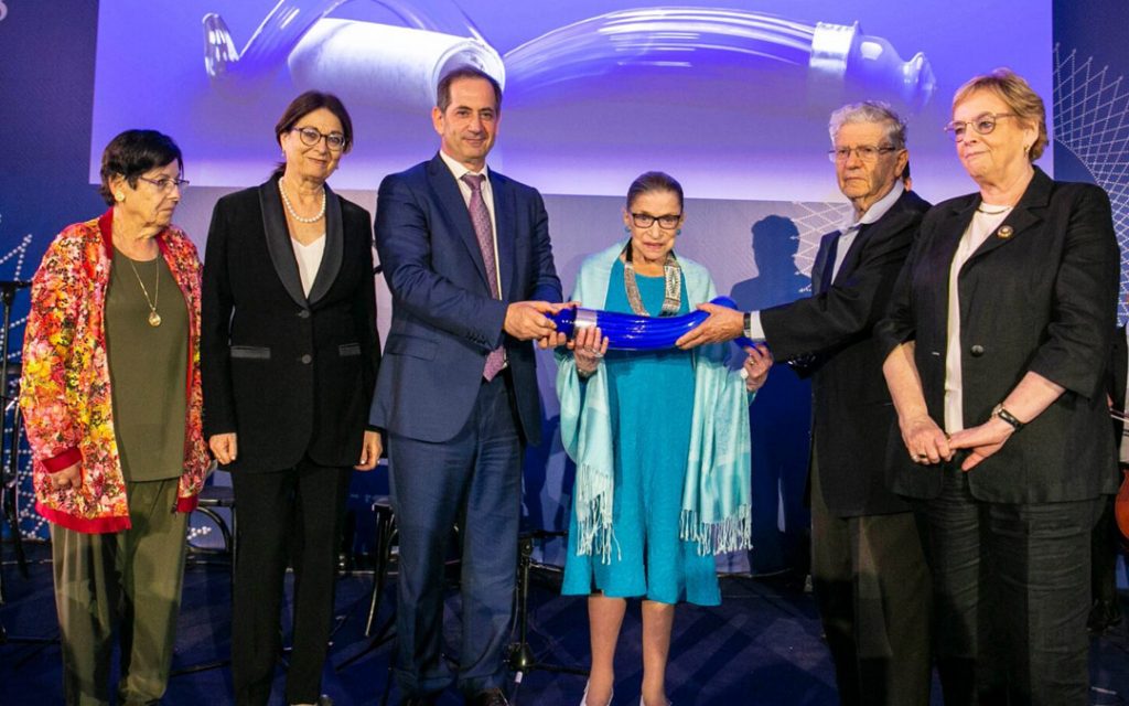 The late Supreme Court Justice Ruth Bader Ginsburg received the Genesis Lifetime Achievement Award in Tel Aviv in 2018.