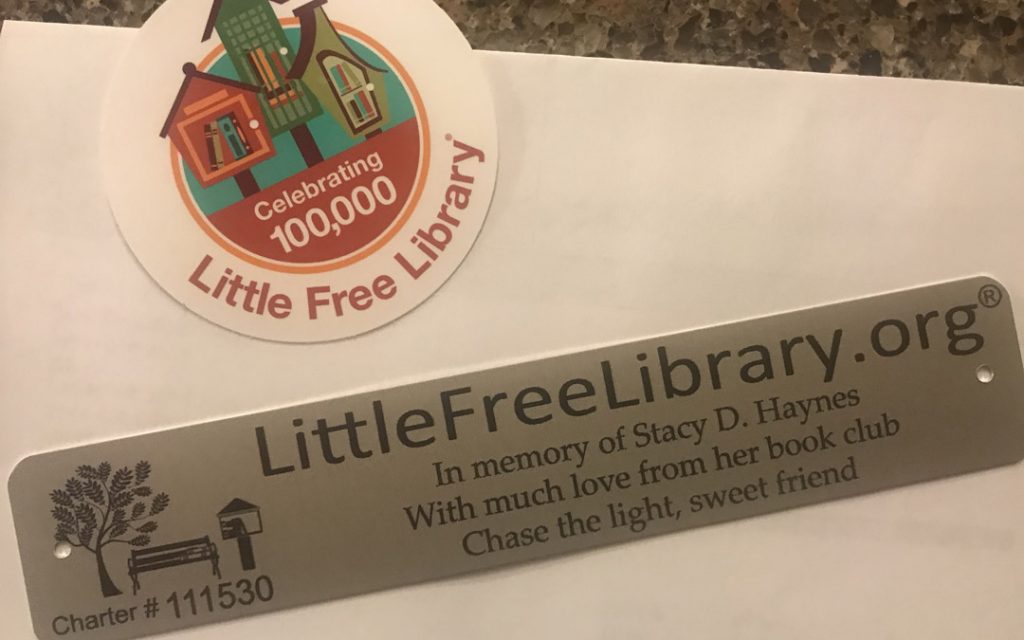 Nameplate for Stacy's Little Free Library (Provided photo)