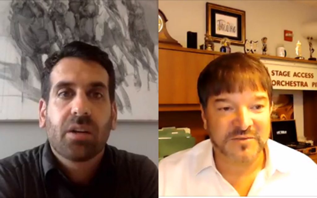 Josh Kohn, Performance Director at Creative Alliance, and Ron Legler, President of the Hippodrome Theatre at the France-Merrick Performing Arts Center