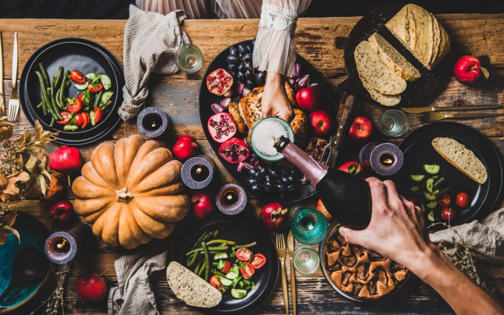 A Thanksgiving table setting for two
