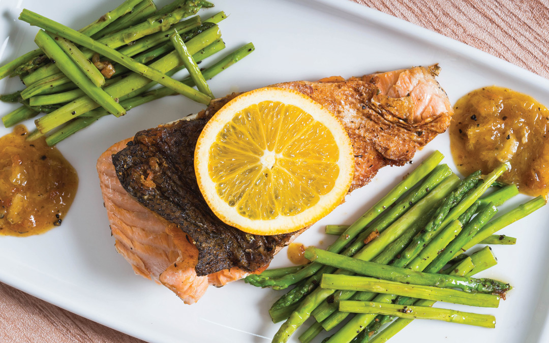 Orange-ginger glazed salmon