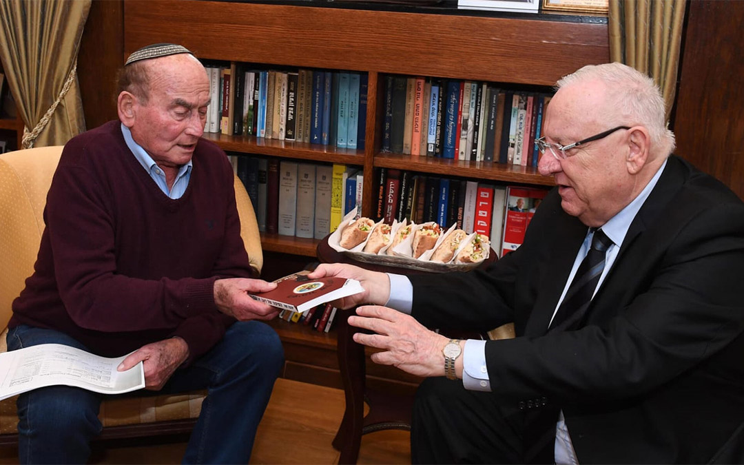 David "Dugo" Leitner, left, meets Israeli President Reuven Rivlin