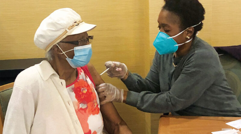 A Weinberg resident gets vaccinated.