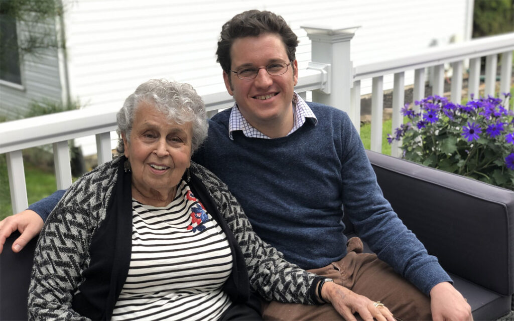Composer Joshua Fishbein is shown here with his Greek-born grandmother, Josephine Velelli Becker.