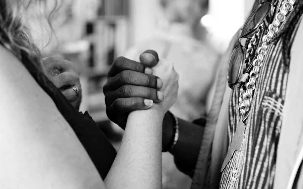 black and white hands