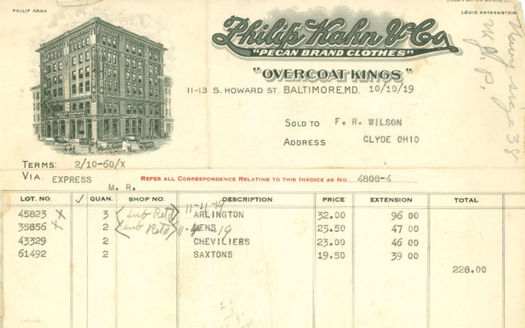 Philip Kahn & Co. receipt