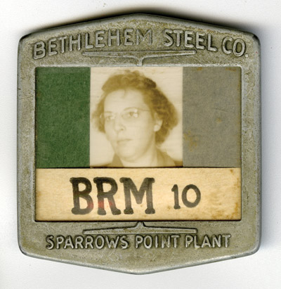 An ID badge worn at Sparrows Point 