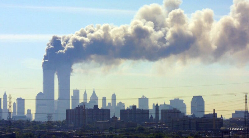 Smoke billowing from the Twin Towers in New York City on Sept. 11, 2001.