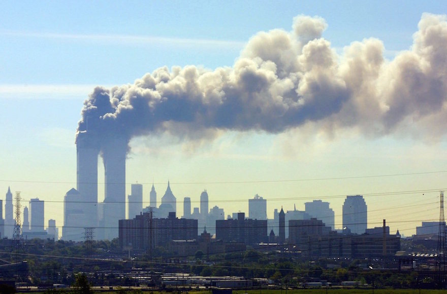 Smoke billowing from the Twin Towers in New York City on Sept. 11, 2001.