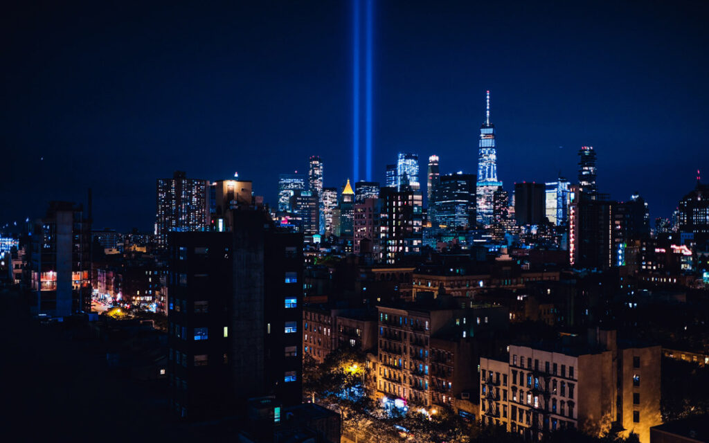 The "Tribute in Light" art installation in remembrance of the terrorist attacks of Sept. 11, 2001