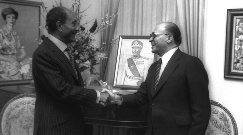 The late Israeli Prime Minister Menachem Begin(right) is shown here with his Egyptian counterpart, Anwar Sadat.