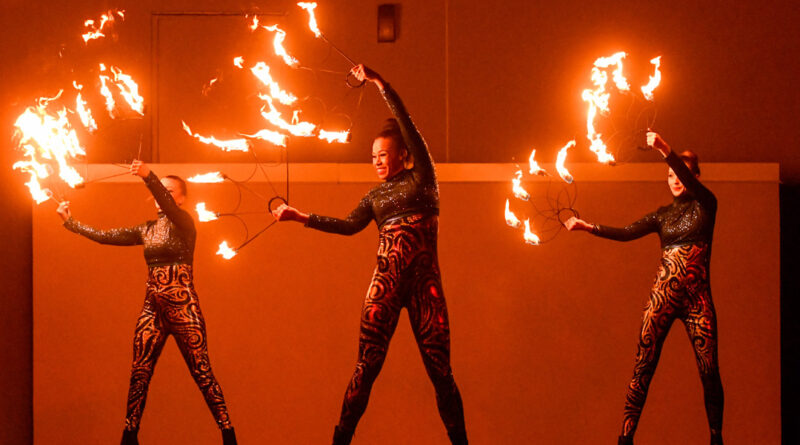 Members of The Dancing Fire perform during "Illumination Celebration: Chanukah Ignited" at the Owings Mills JCC. (Photo by Steve Ruark)