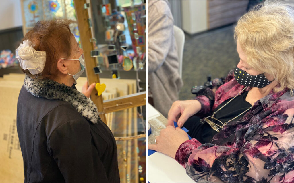 Atrium Village residents spent time with volunteer high school students at Art with a Heart painting flowers for a mural to be placed at My Sister's Place Women's Center in Baltimore.