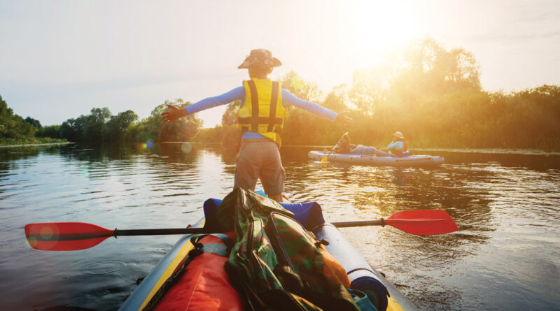 campers in canoes