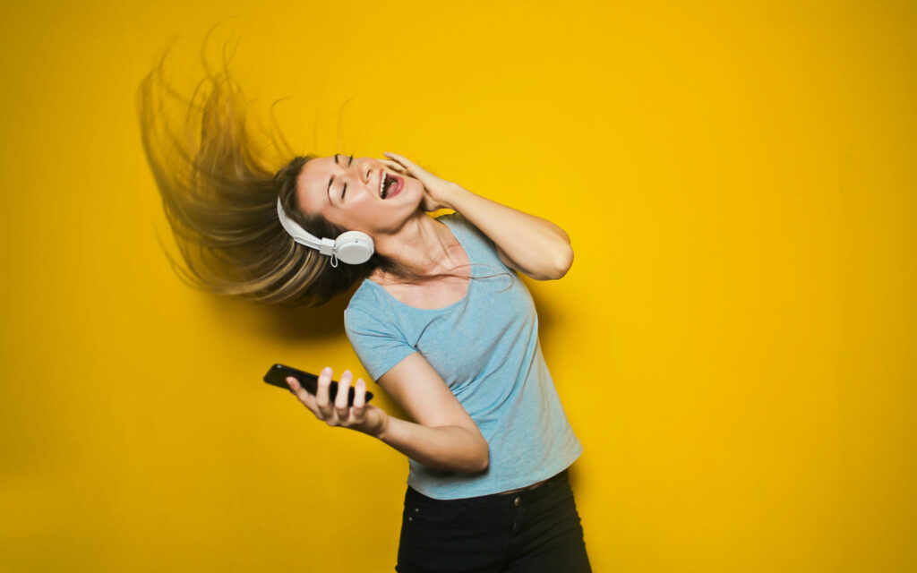 woman listening to music