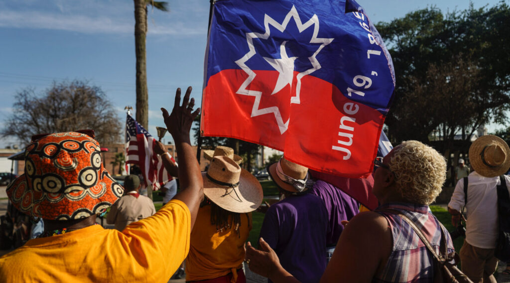 Residents of Galveston, Texas, celebrate the federal holiday of Juneteenth