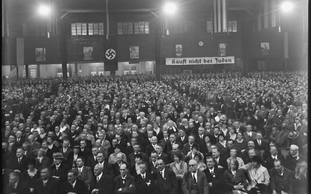A Nazi political rally in Germany before World War II