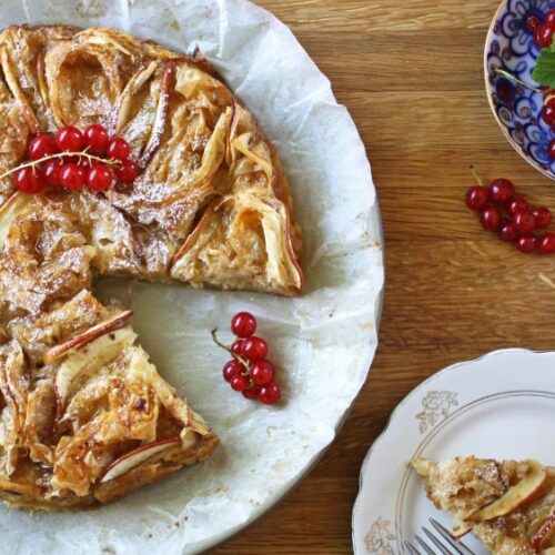 Apple and Honey Ruffle Milk Pie