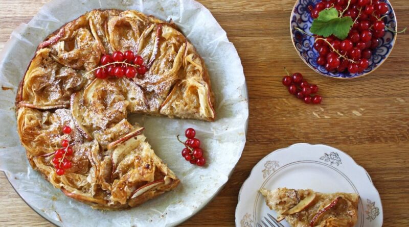 Apple and Honey Ruffle Milk Pie