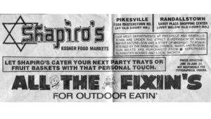 Shapiro's Food Market Ad