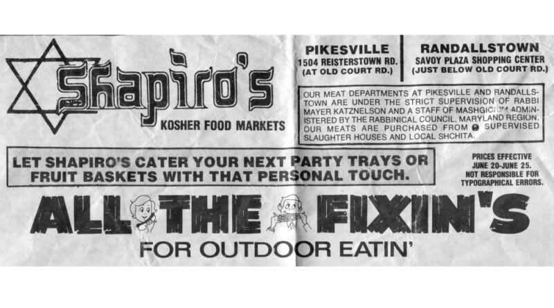 Shapiro's Food Market Ad