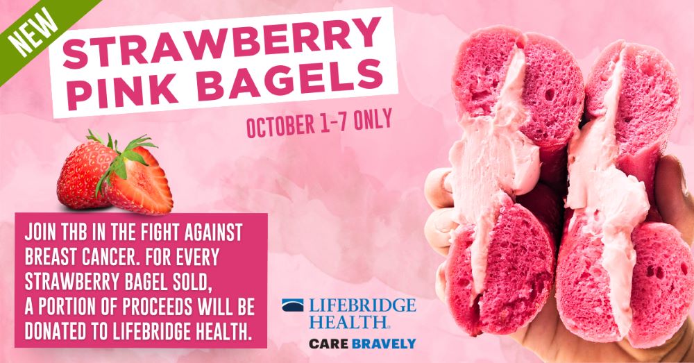 Strawberry PINK Bagels for Breast Cancer Awareness